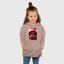 Толстовка детская хлопковая Символ нового года 2025 змея в губах, цвет: пыльно-розовый — фото 2