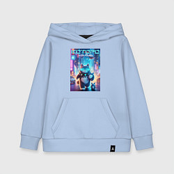 Толстовка детская хлопковая Которо в неоновом городе - мем, цвет: мягкое небо