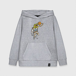 Толстовка детская хлопковая Динозавр баскетболист, цвет: меланж