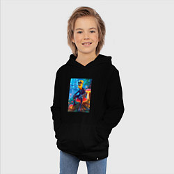 Толстовка детская хлопковая Барт Симпсон сидит на сказочном грибе - нейроарт ф, цвет: черный — фото 2