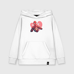 Толстовка детская хлопковая Человек-паук в сердце, цвет: белый