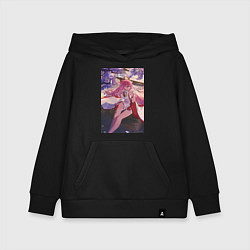 Толстовка детская хлопковая Геншин Яэ Мико Гудзи, цвет: черный