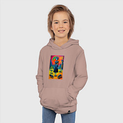 Толстовка детская хлопковая Портрет ведьмы со зверушками - готика, цвет: пыльно-розовый — фото 2