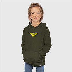 Толстовка детская хлопковая Wonder woman logo, цвет: хаки — фото 2