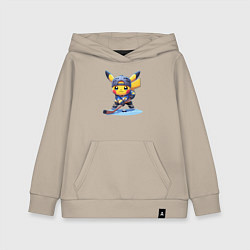 Детская толстовка-худи Пикачу хоккейный форвард - нейроарт