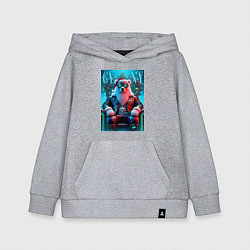 Детская толстовка-худи Медведь на кибер троне - нейроарт