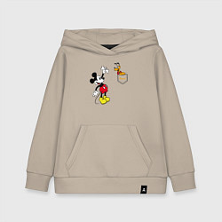 Толстовка детская хлопковая Микки Маус и Плуто, цвет: миндальный
