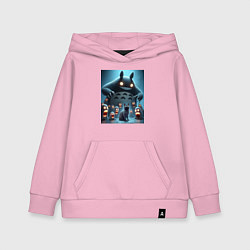 Детская толстовка-худи Тоторо среди привидений и чёрного кота