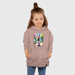 Толстовка детская хлопковая Панда с букетом тюльпанов, цвет: пыльно-розовый — фото 2