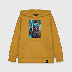Толстовка детская хлопковая Повзрослевший Гарри Поттер - нейроарт, цвет: горчичный
