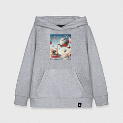 Толстовка детская хлопковая Чаепитие крылатого слона - психоделика, цвет: меланж