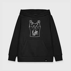 Толстовка детская хлопковая KoЯn - cat rock, цвет: черный