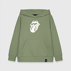 Толстовка детская хлопковая Rolling Stones - white logo, цвет: авокадо