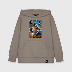 Толстовка детская хлопковая Batsimpson - ai art fantasy, цвет: утренний латте