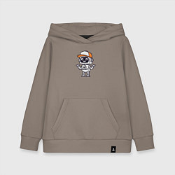 Толстовка детская хлопковая Дружелюбный робот в бейсболке, цвет: утренний латте