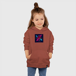 Толстовка детская хлопковая Неоновый демон они, цвет: кирпичный — фото 2