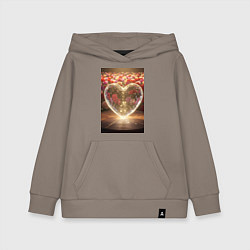 Толстовка детская хлопковая Кристальное сердце на фоне роз, цвет: утренний латте