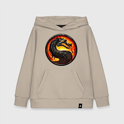Толстовка детская хлопковая Mortal kombat dragon logo, цвет: миндальный