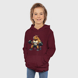 Толстовка детская хлопковая Капибара жим, цвет: меланж-бордовый — фото 2