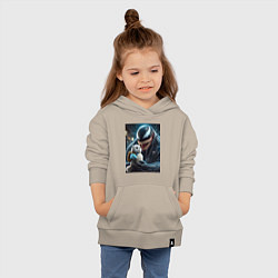 Толстовка детская хлопковая Venom and funny kitten with backpack, цвет: миндальный — фото 2