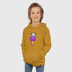 Толстовка детская хлопковая Panda ice cream, цвет: горчичный — фото 2