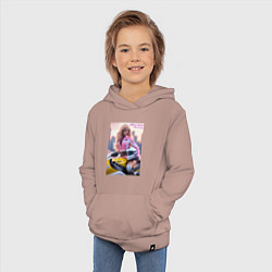 Толстовка детская хлопковая Barbie racing - Kawasaki Ninja, цвет: пыльно-розовый — фото 2