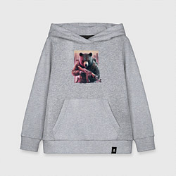 Толстовка детская хлопковая Крутой медведь - спецназ, цвет: меланж