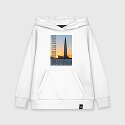 Толстовка детская хлопковая Небоскреб Лахта центра в Санкт-Петербурге, цвет: белый