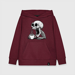 Толстовка детская хлопковая Skeleton with coffee, цвет: меланж-бордовый