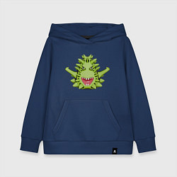 Толстовка детская хлопковая Cartoon monster with spikes green, цвет: тёмно-синий