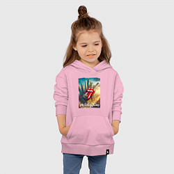 Толстовка детская хлопковая Rolling Stones - logo-guitar, цвет: светло-розовый — фото 2