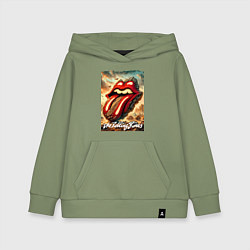 Толстовка детская хлопковая Rolling Stones - logo transformation, цвет: авокадо