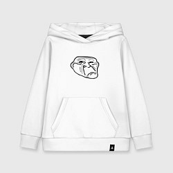 Толстовка детская хлопковая Тролл фейс недовольный мем, цвет: белый
