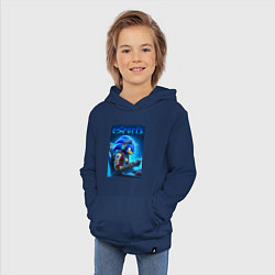 Толстовка детская хлопковая Hedgehog Sonic is esports player - neon glow, цвет: тёмно-синий — фото 2