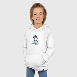 Толстовка детская хлопковая Пингвин на льдине, цвет: белый — фото 2