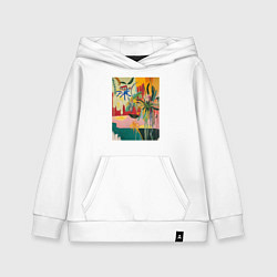 Толстовка детская хлопковая Абстрактная тропическая картина, цвет: белый