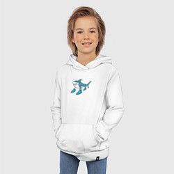 Толстовка детская хлопковая Тралалеро тралала, акула в кроссовках, мем, цвет: белый — фото 2
