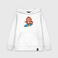 Толстовка детская хлопковая Обезьянка серфер, цвет: белый