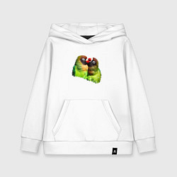 Толстовка детская хлопковая Влюбленные попугаи, цвет: белый