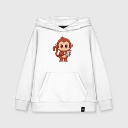 Толстовка детская хлопковая Обезьянка с телефоном, цвет: белый