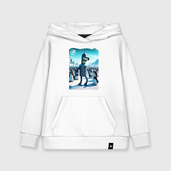 Толстовка детская хлопковая Робот-сгибальщик Бендер в Антарктиде с пингвинами, цвет: белый
