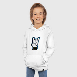 Толстовка детская хлопковая Знак рок-н-рол на стене, цвет: белый — фото 2