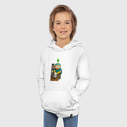 Толстовка детская хлопковая Эрик картман моет посуду в Sims, цвет: белый — фото 2