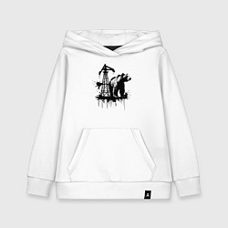 Толстовка детская хлопковая Медведь и нефть, цвет: белый
