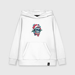 Толстовка детская хлопковая Череп санты, цвет: белый