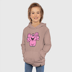 Толстовка детская хлопковая Розовый слон, цвет: пыльно-розовый — фото 2