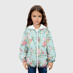 Куртка с капюшоном детская Цветы ретро 1, цвет: 3D-белый — фото 2
