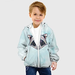 Куртка с капюшоном детская Расписная голова енота, цвет: 3D-белый — фото 2