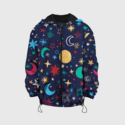 Куртка с капюшоном детская Звездное небо, цвет: 3D-черный