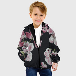 Куртка с капюшоном детская Цветы на черном фоне, цвет: 3D-черный — фото 2